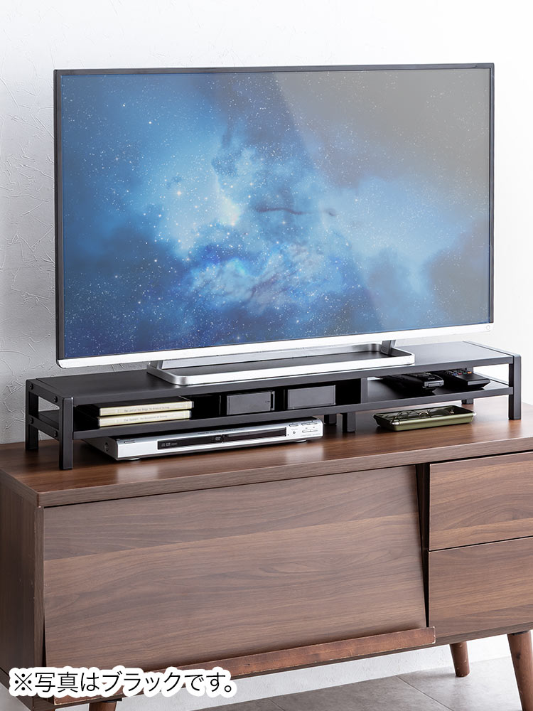 モニター台 2段式 幅100cm | 木製棚・キーボード収納・プリンター・安いおすすめラック ライトブラウン