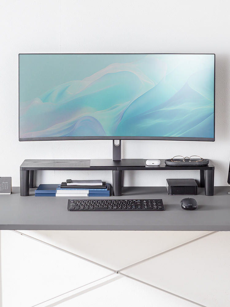 【シンプル】木製モニター台(80cm)！耐荷重40kgおすすめ机上ラック  ブラック　