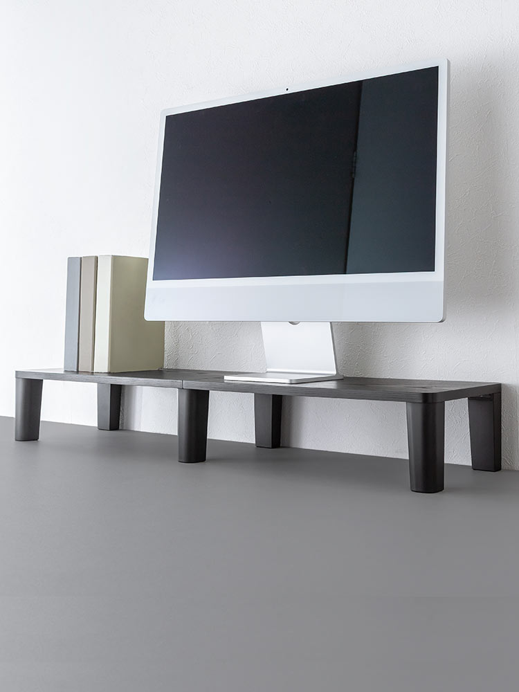 【シンプル】木製モニター台(80cm)！耐荷重40kgおすすめ机上ラック  ブラック　