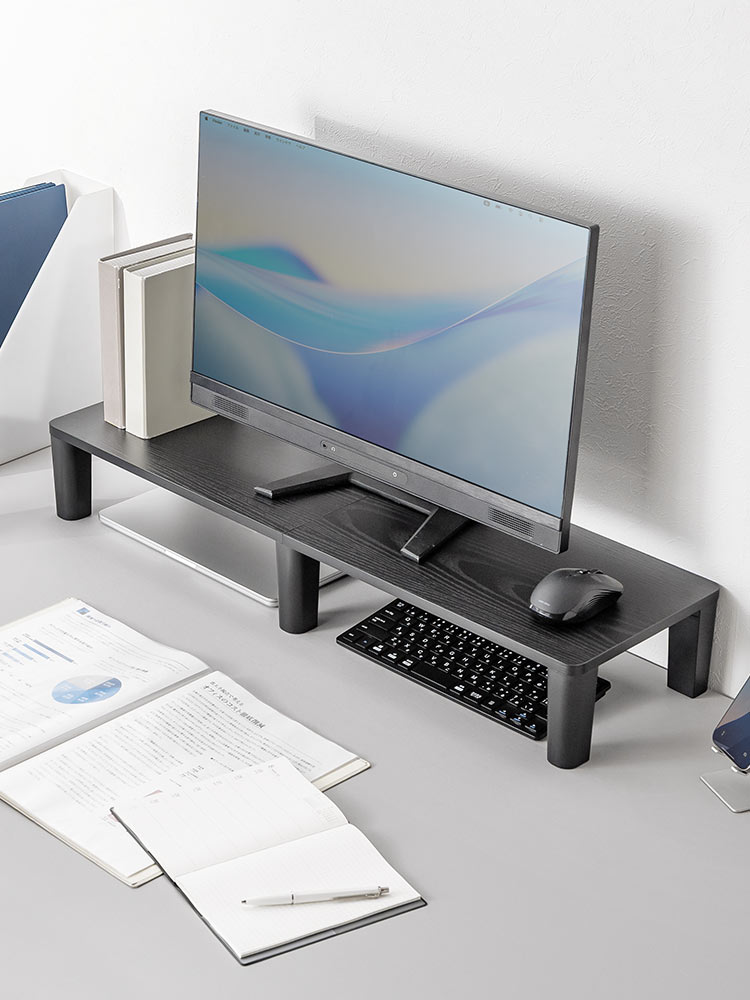 【シンプル】木製モニター台(80cm)！耐荷重40kgおすすめ机上ラック  ブラック　