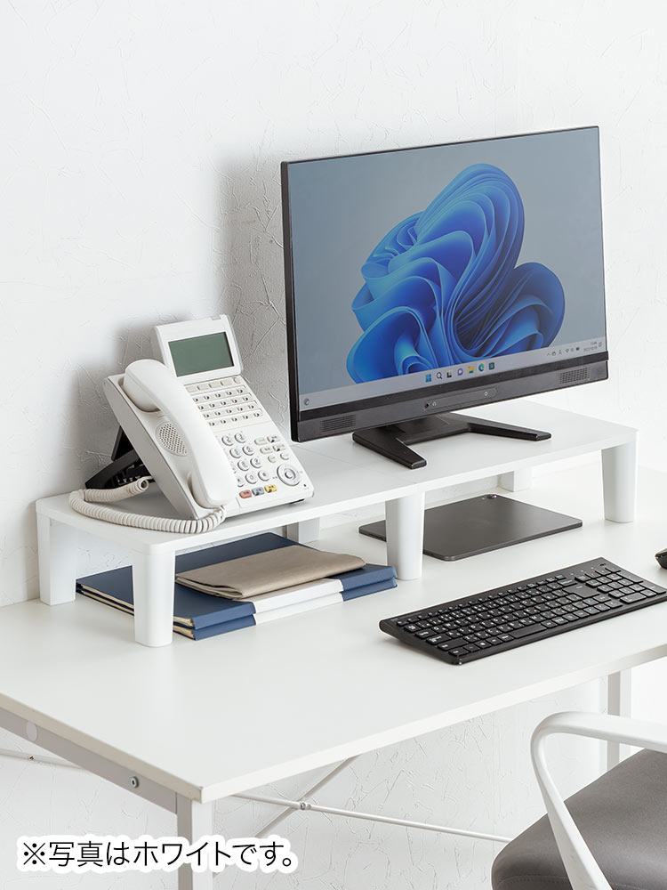 【シンプル】木製モニター台(80cm)！耐荷重40kgおすすめ机上ラック  ブラック　