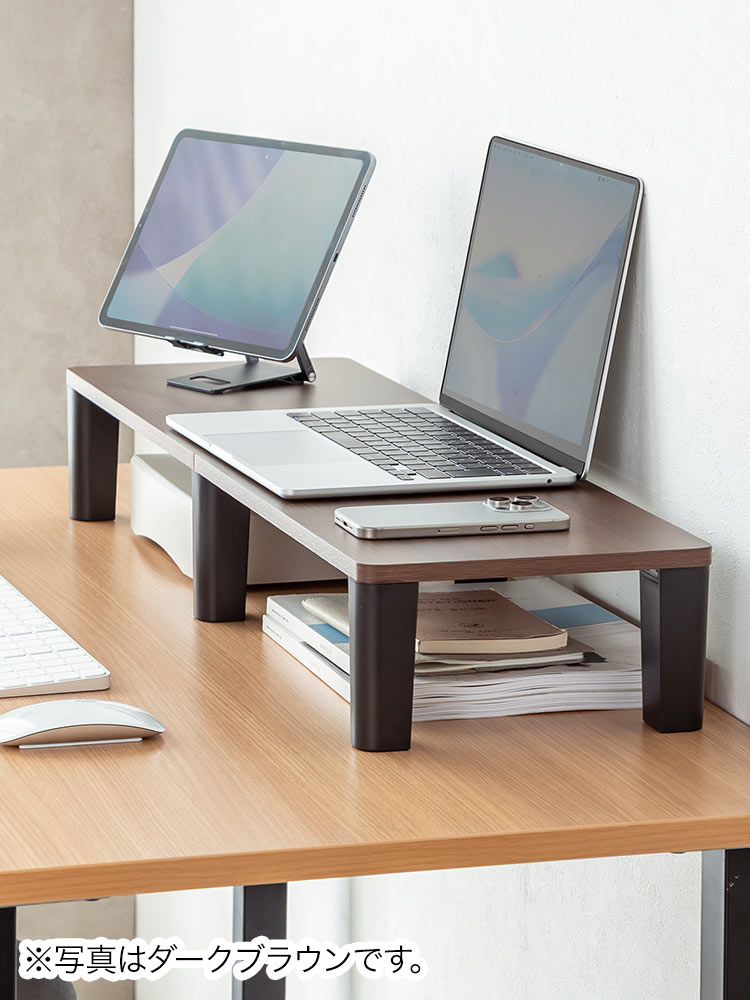 【シンプル】木製モニター台(80cm)！耐荷重40kgおすすめ机上ラック  ブラック　