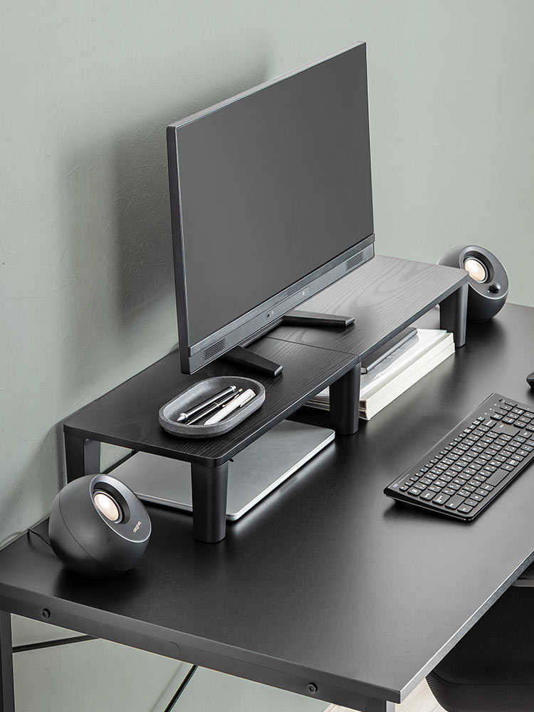【シンプル】木製モニター台(80cm)！耐荷重40kgおすすめ机上ラック  ブラック　