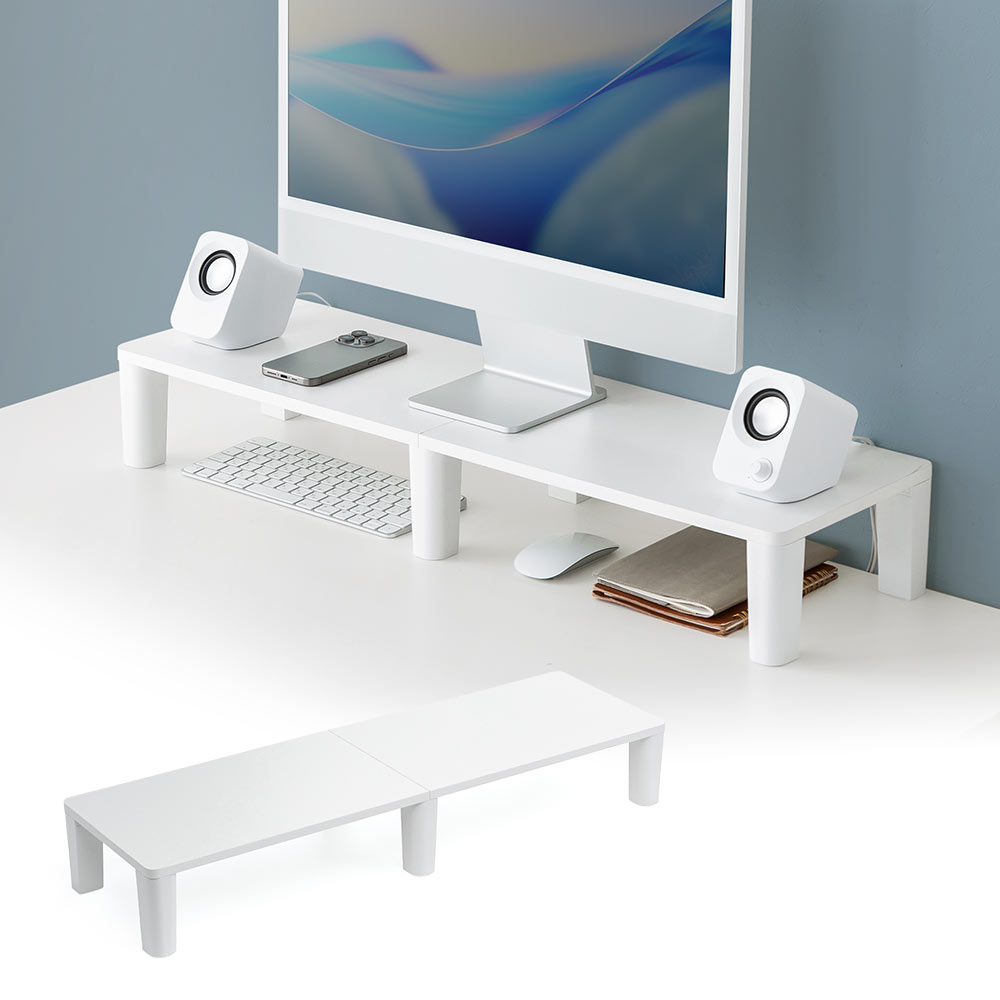 【シンプル】木製モニター台(80cm)！耐荷重40kgおすすめ机上ラック  ホワイト