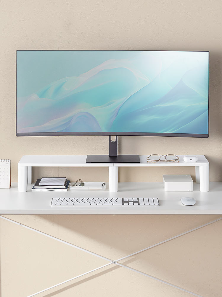 【シンプル】木製モニター台(80cm)！耐荷重40kgおすすめ机上ラック  ホワイト