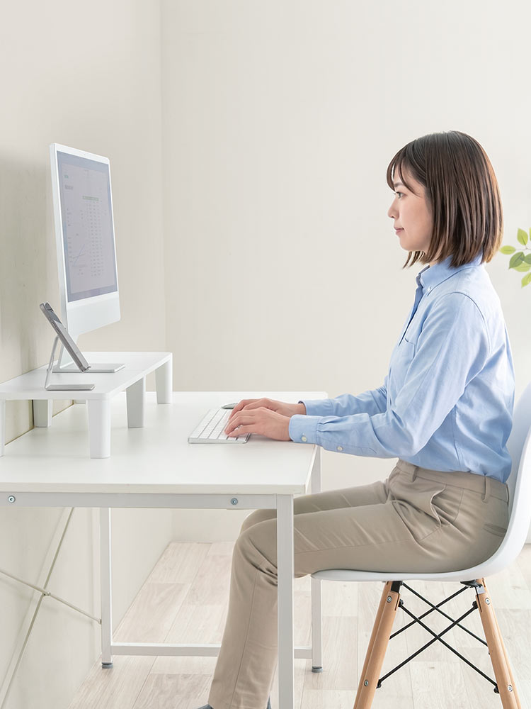 【シンプル】木製モニター台(80cm)！耐荷重40kgおすすめ机上ラック  ホワイト