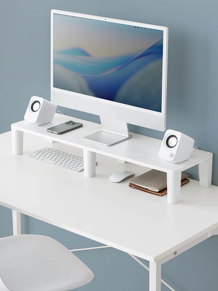 【シンプル】木製モニター台(80cm)！耐荷重40kgおすすめ机上ラック  ホワイト
