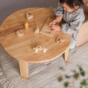 ちゃぶ台（丸・折りたたみ）｜キッズテーブルに最適・天然木60cm