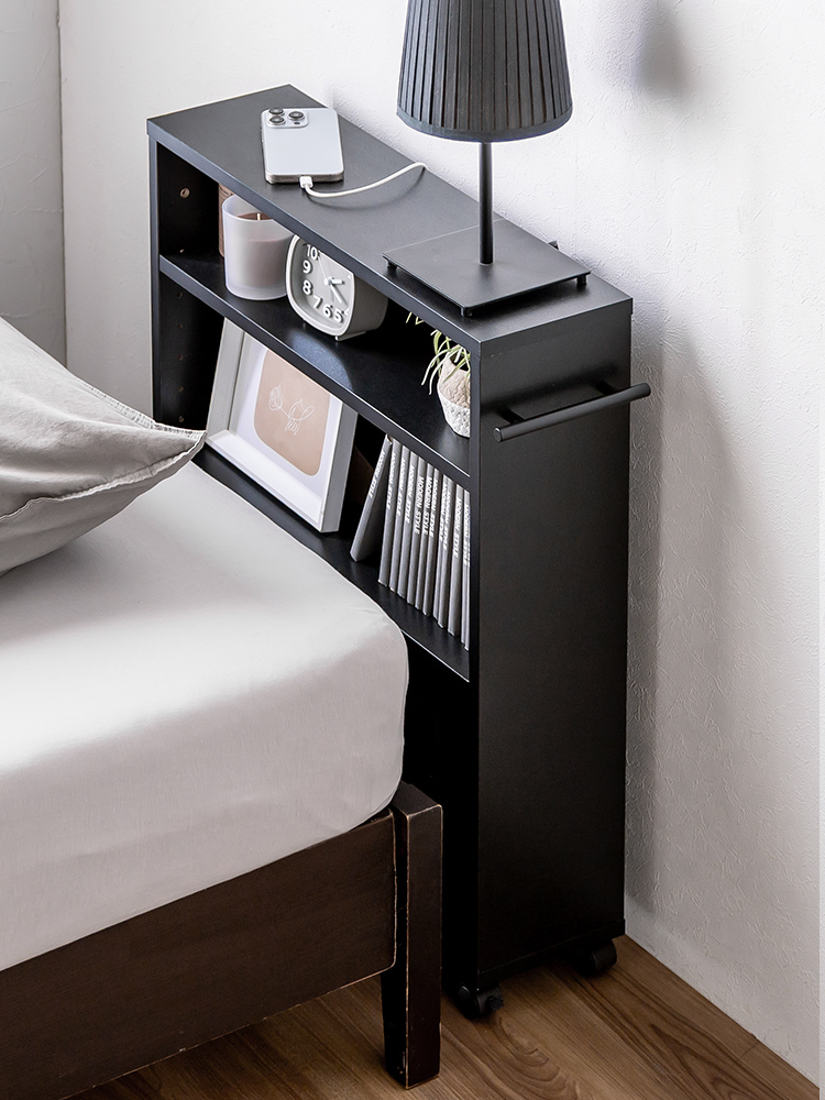 【キャスター付き】 すきま収納ラック (3段/スリムワゴン) 本棚 コミック DVD BD CD おしゃれ ブラック