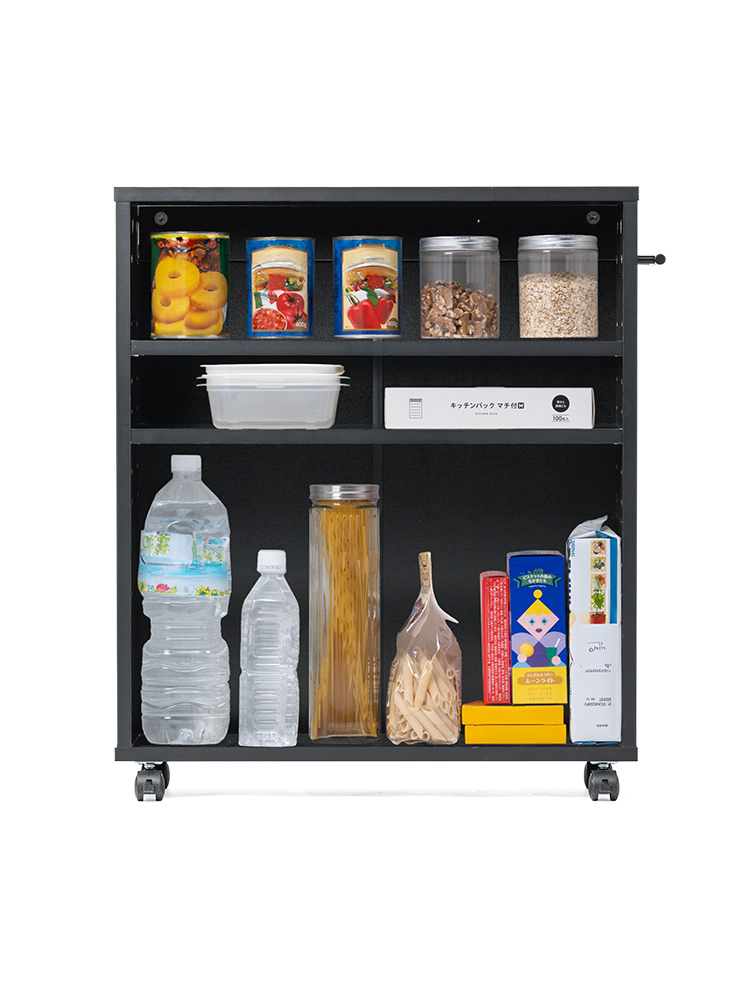 【キャスター付き】 すきま収納ラック (3段/スリムワゴン) 本棚 コミック DVD BD CD おしゃれ ブラック