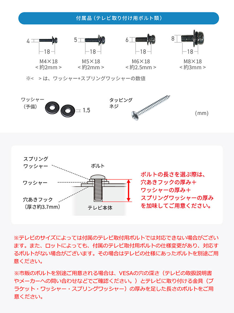 テレビ転倒防止ベルト｜両面テープ固定・VESA取付 65型対応・震度6強クリア