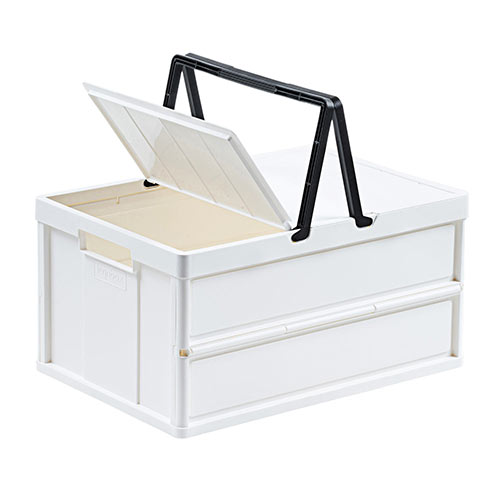 ペガサス折りたたみ式カゴ持ち手付きホワイトsu0026mu0026l3本入り 収納コンパクト！　水ぬき栓付き　じゃばらで折りたためる角形ソフトバスケット〈ホワイト〉