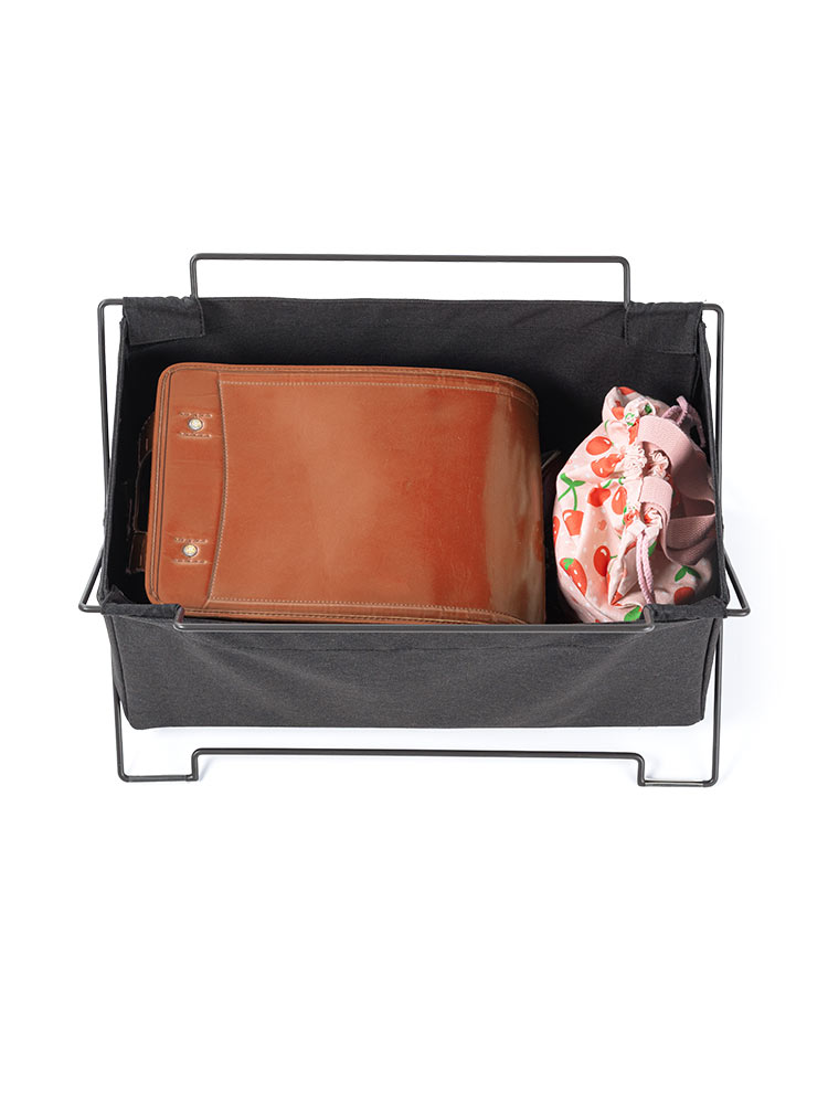 オフィス・飲食店向け 手荷物収納ボックス 折りたたみ式で場所を取らないカバン置き ブラック