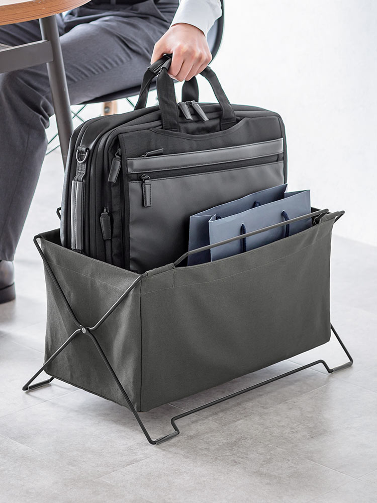 オフィス・飲食店向け 手荷物収納ボックス 折りたたみ式で場所を取らないカバン置き ブラック