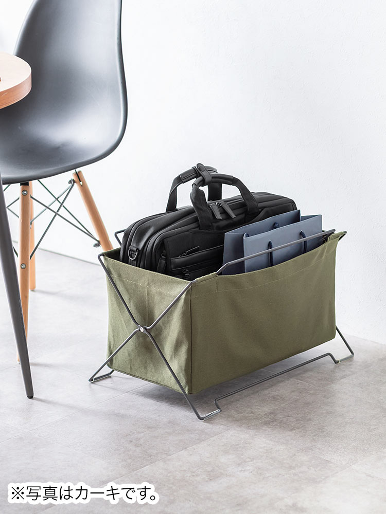 オフィス・飲食店向け 手荷物収納ボックス 折りたたみ式で場所を取らないカバン置き ブラック