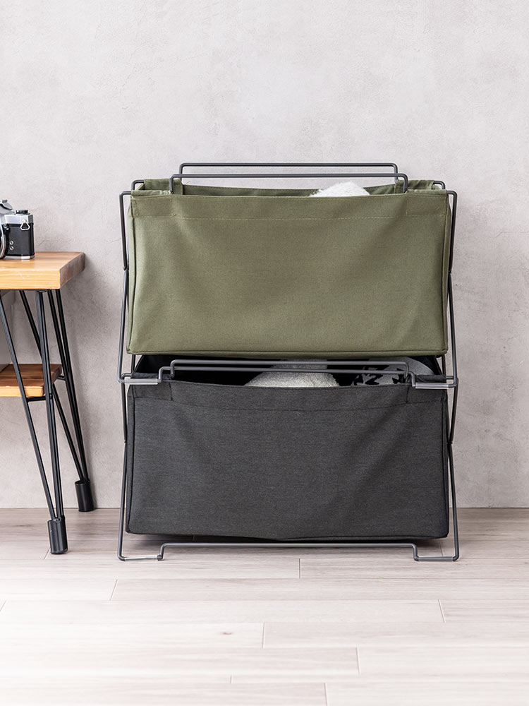 オフィス・飲食店向け 手荷物収納ボックス 折りたたみ式で場所を取らないカバン置き カーキ