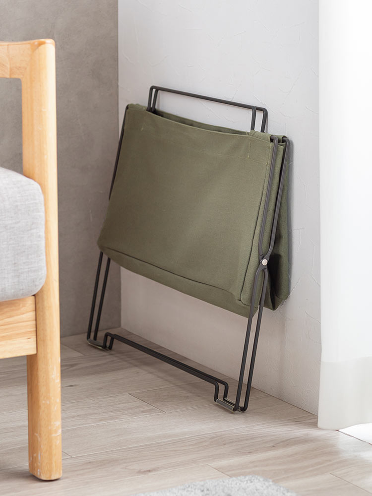 オフィス・飲食店向け 手荷物収納ボックス 折りたたみ式で場所を取らないカバン置き カーキ