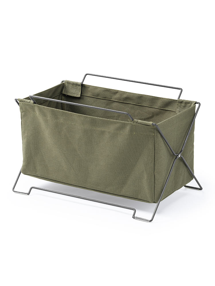 オフィス・飲食店向け 手荷物収納ボックス 折りたたみ式で場所を取らないカバン置き カーキ