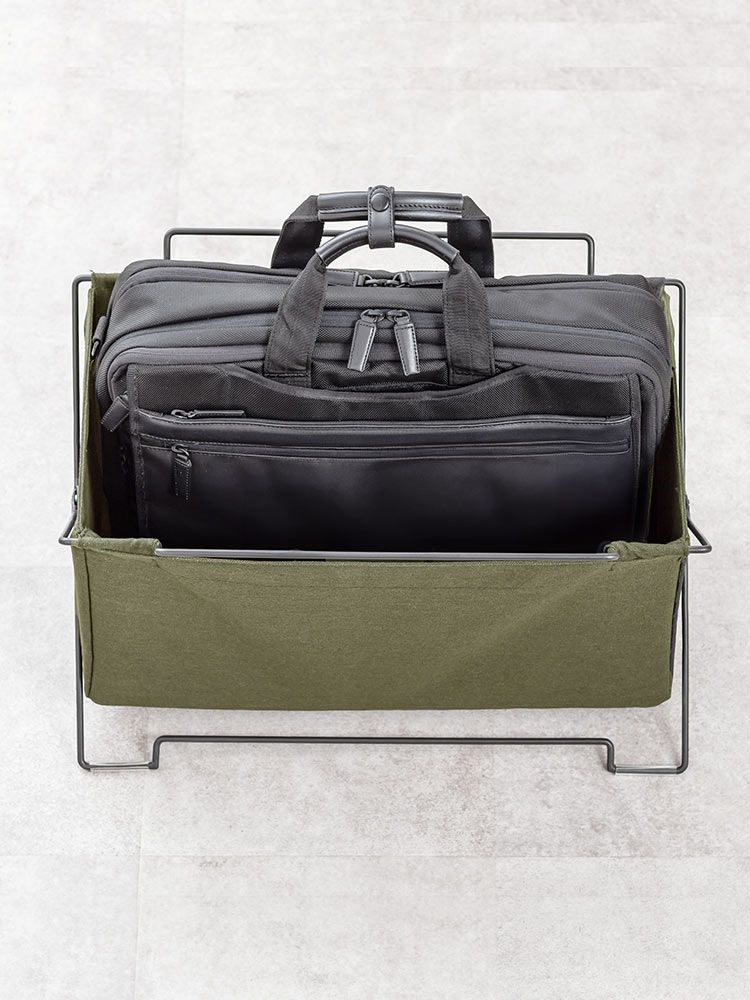 オフィス・飲食店向け 手荷物収納ボックス 折りたたみ式で場所を取らないカバン置き カーキ