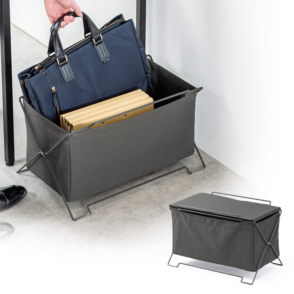 オフィス・リビングの足元をスッキリ スタッキング対応の多用途収納ケース ブラック