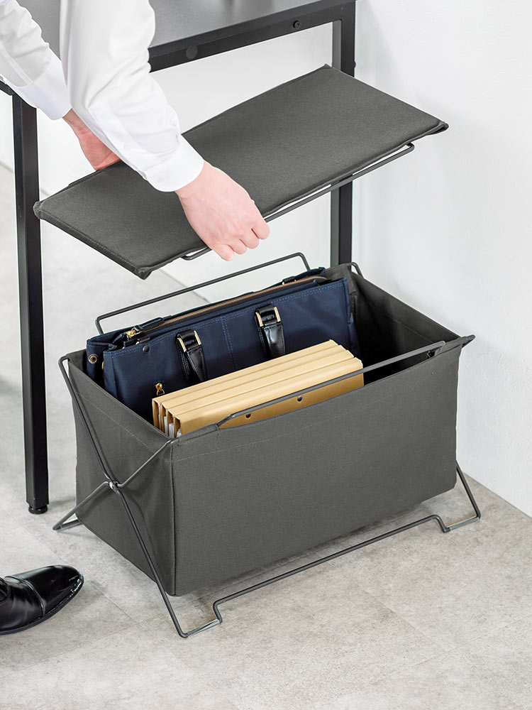 オフィス・リビングの足元をスッキリ スタッキング対応の多用途収納ケース ブラック