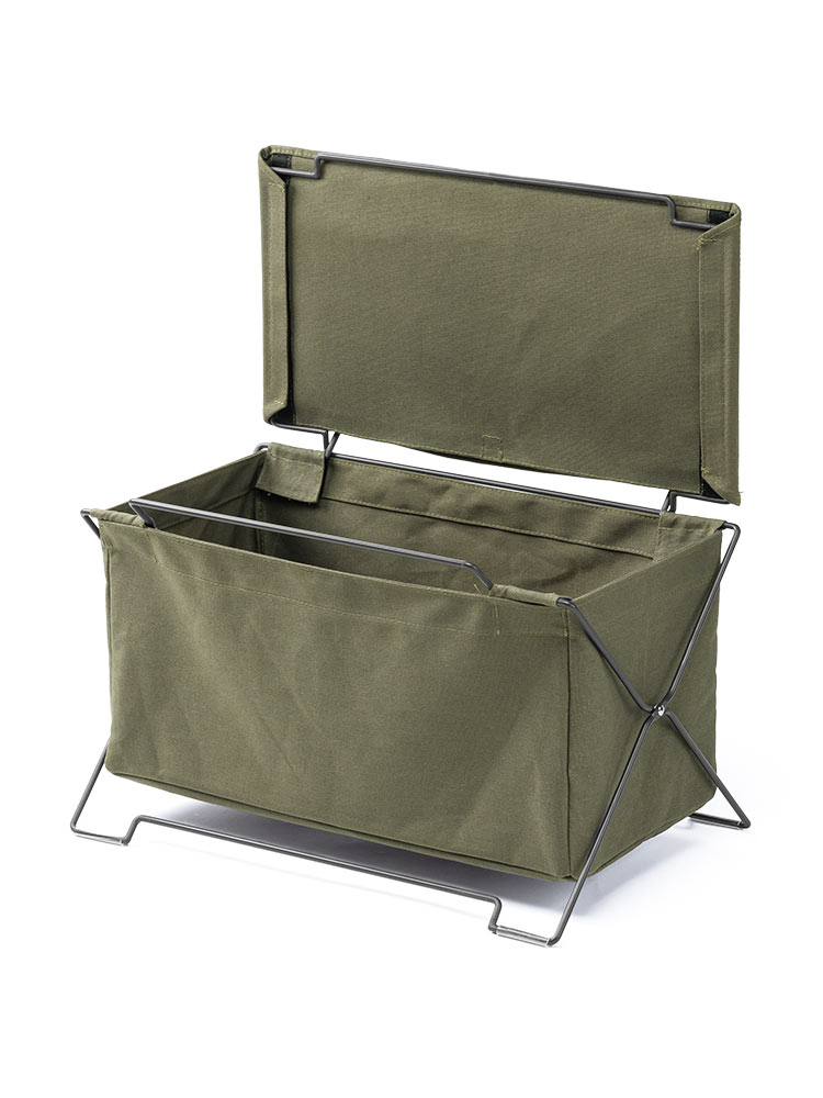 オフィス・リビングの足元をスッキリ スタッキング対応の多用途収納ケース カーキ