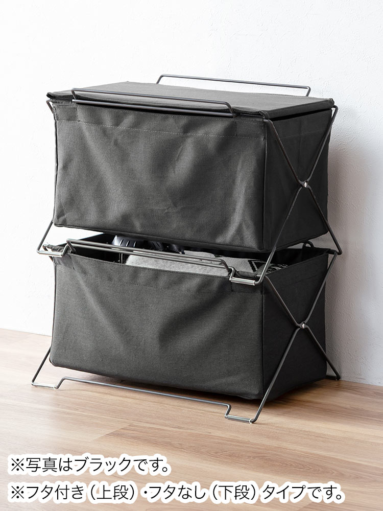 オフィス・リビングの足元をスッキリ スタッキング対応の多用途収納ケース カーキ