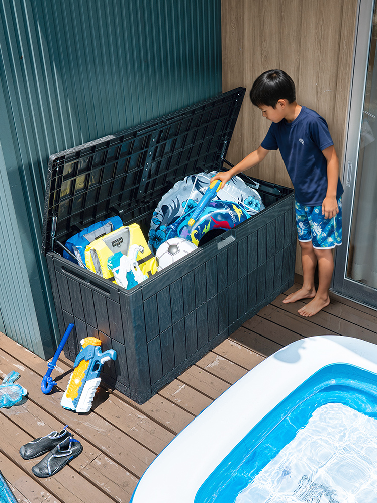 「大容量380L屋外収納ボックス」 – ガーデニング用品もすっきり収納！耐水・耐候・防犯で安心