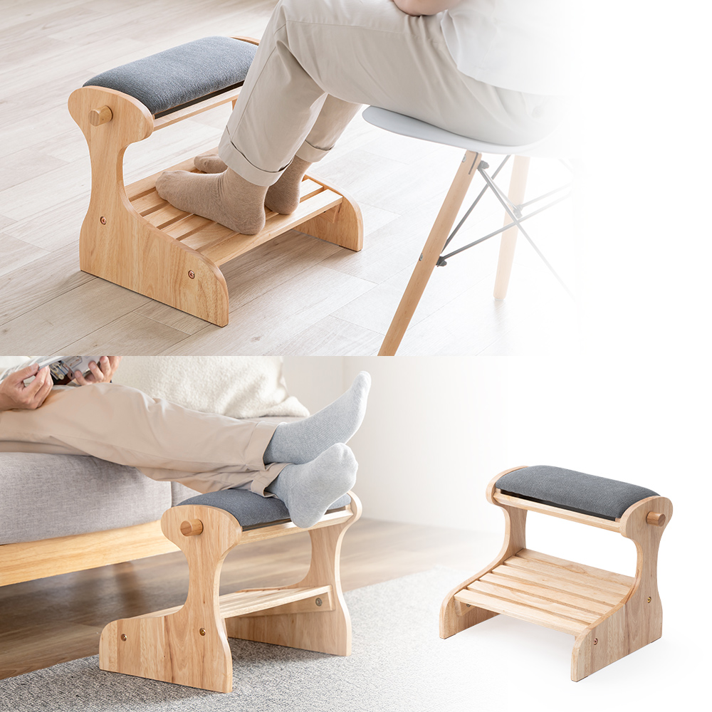 1台3役のフットレスト！オットマンにもなるおしゃれ木製足置き