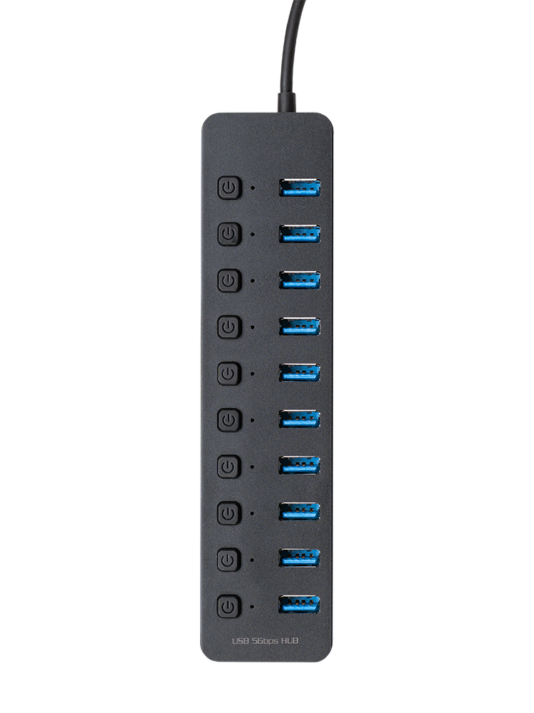 USBハブ 10ポート｜ACアダプタ付・個別スイッチ・USB3.2高速・セルフパワーで充電通信どちらにもおすすめ