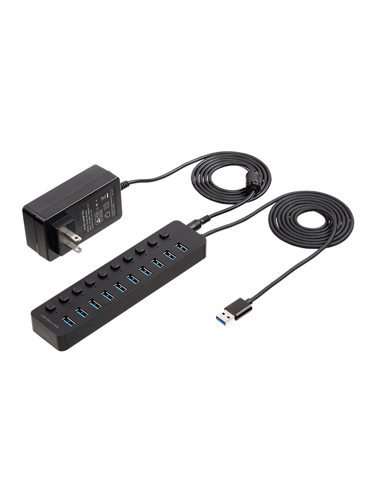USBハブ 10ポート｜ACアダプタ付・個別スイッチ・USB3.2高速・セルフパワーで充電通信どちらにもおすすめ