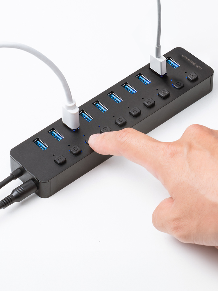 USBハブ 10ポート｜ACアダプタ付・個別スイッチ・USB3.2高速・セルフパワーで充電通信どちらにもおすすめ