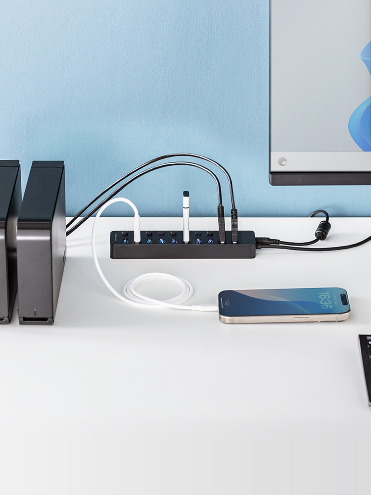 USBハブ 10ポート｜ACアダプタ付・個別スイッチ・USB3.2高速・セルフパワーで充電通信どちらにもおすすめ