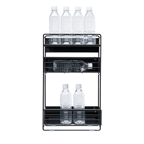 マグネットラック（サイドラック・3段・引き出し・自立・置き型・2way・デスク横・完成品・ブラック）