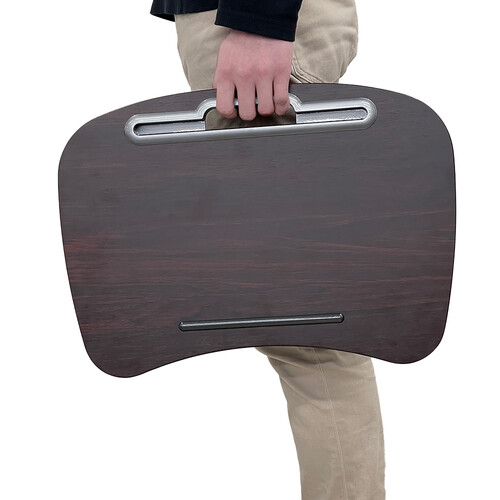 クッションテーブル（膝上・ラップトップ・ノートPC・タブレット・木目・読書・車・ベッド・食卓・ブラウン）EEX-KOT02BR