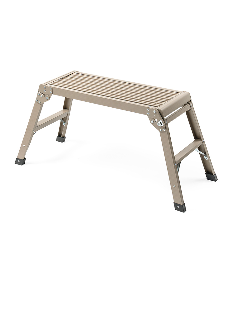 【足場台】洗車に便利折りたたみ軽量50cm耐荷重150kgアルミ ベージュ