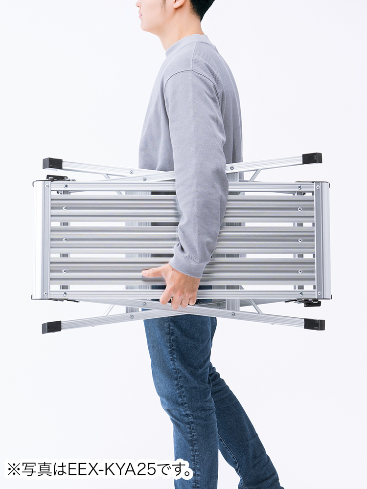 足場台 アルミ脚立(洗車や車メンテナンスにおすすめ 軽量・折りたたみ・高耐荷重タイプ・ブラック)