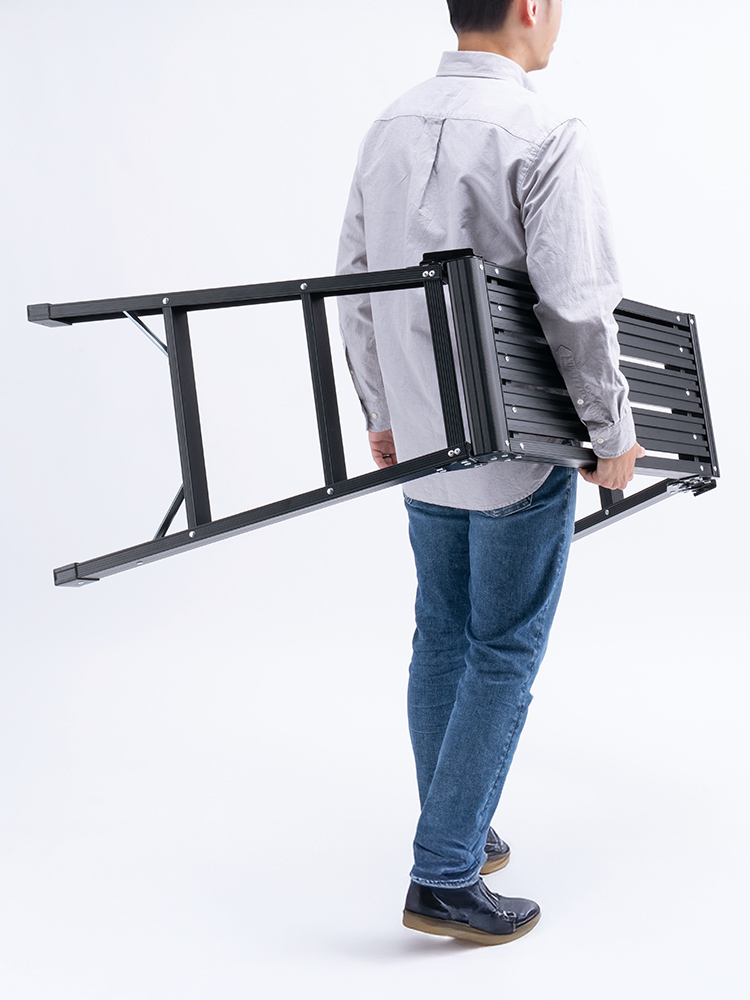 足場台 アルミ脚立(洗車や車メンテナンスにおすすめ 軽量・折りたたみ・高耐荷重タイプ・ブラック)