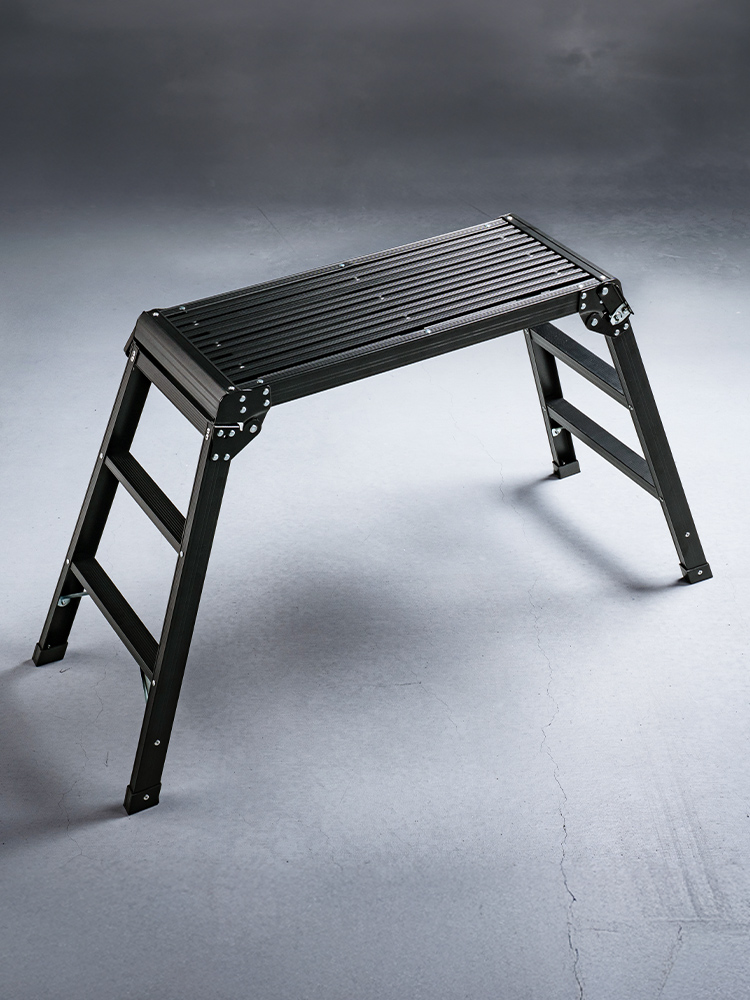 足場台 アルミ脚立(洗車や車メンテナンスにおすすめ 軽量・折りたたみ・高耐荷重タイプ・ブラック)