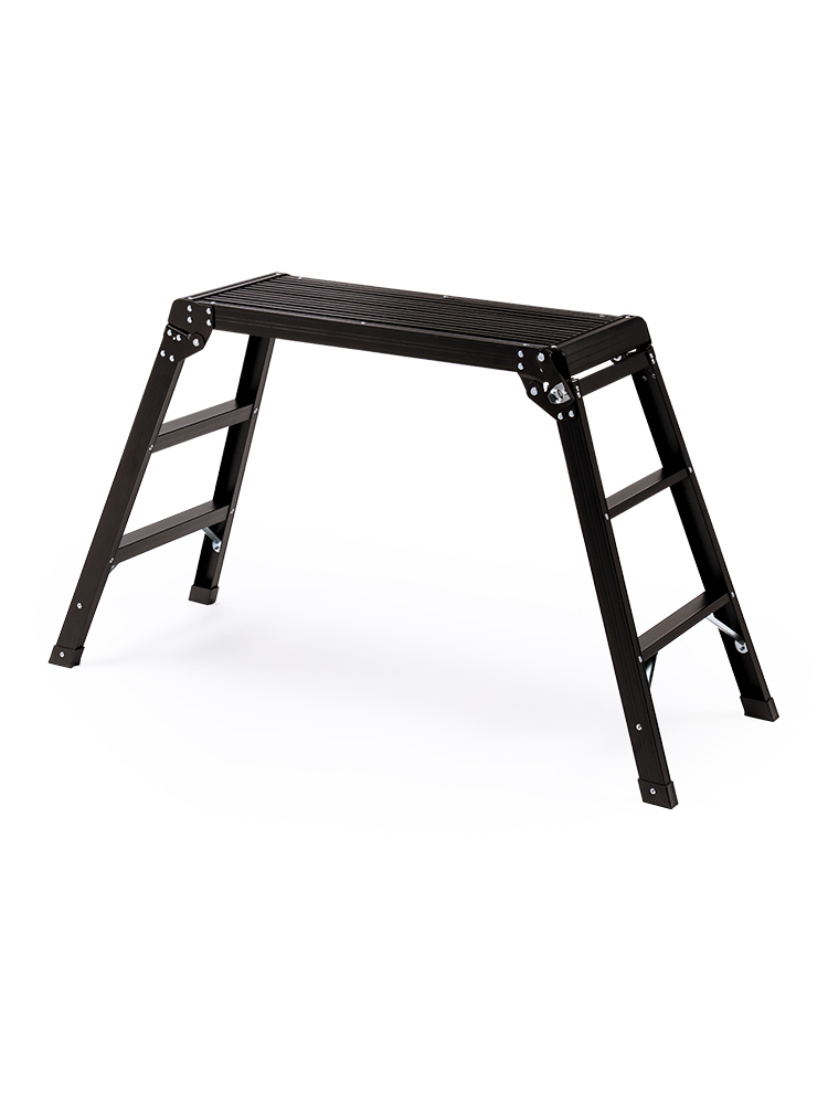 足場台 アルミ脚立(洗車や車メンテナンスにおすすめ 軽量・折りたたみ・高耐荷重タイプ・ブラック)