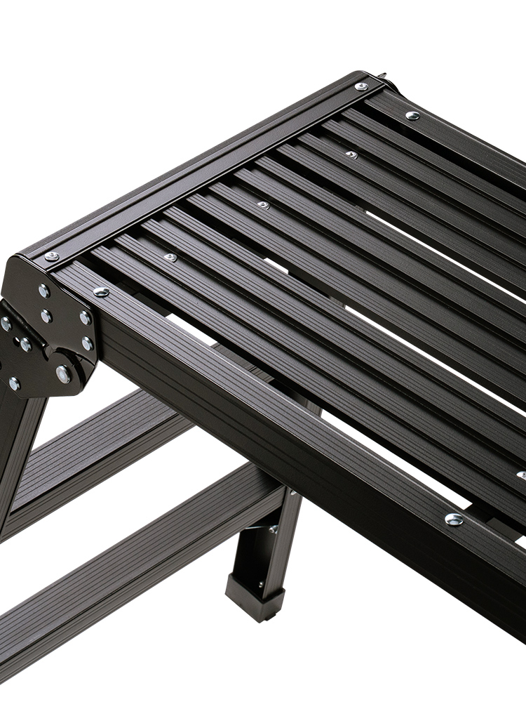 足場台 アルミ脚立(洗車や車メンテナンスにおすすめ 軽量・折りたたみ・高耐荷重タイプ・ブラック)