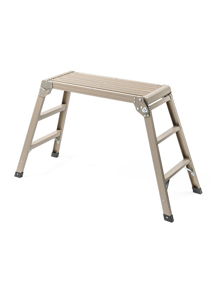 【足場台】洗車に便利軽量折りたたみ高さ70cm耐荷重150kgアルミ ベージュ