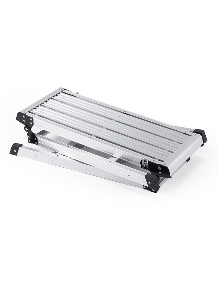 足場台 アルミ脚立(洗車や車メンテナンスにおすすめ 軽量・折りたたみ・高耐荷重タイプ・シルバー)