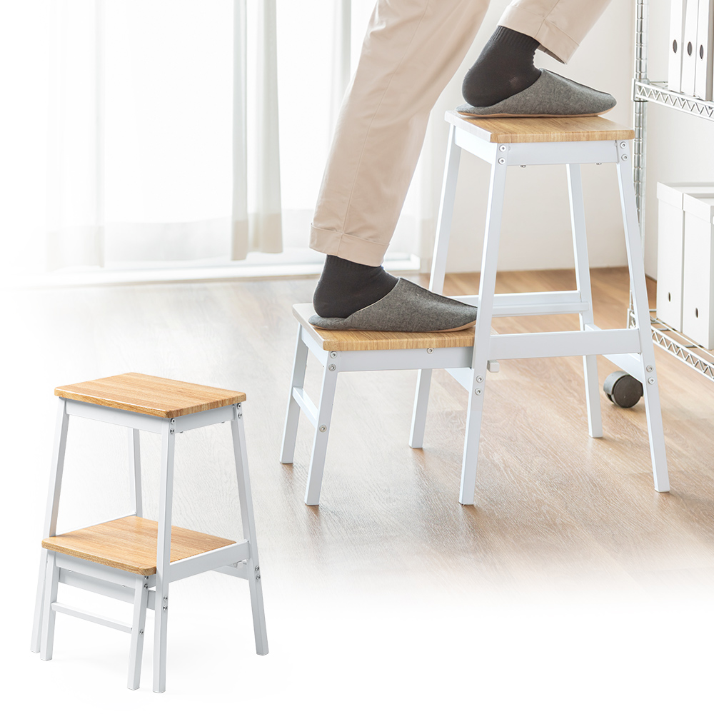 踏み台・2段ステップ台 | 引き出し式・耐荷重100kg・ディスプレイ台やスツールとしても使えます