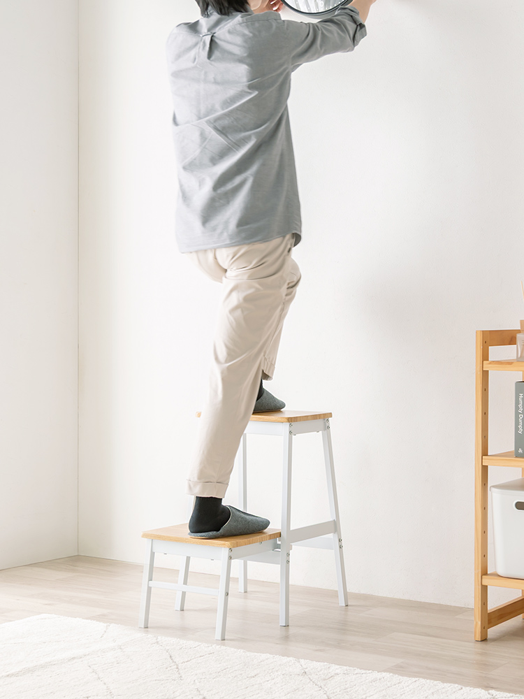 踏み台・2段ステップ台 | 引き出し式・耐荷重100kg・ディスプレイ台やスツールとしても使えます