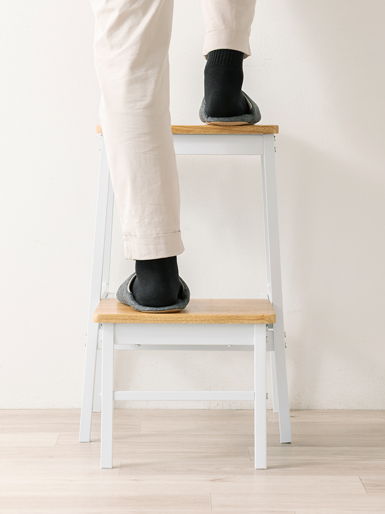 踏み台・2段ステップ台 | 引き出し式・耐荷重100kg・ディスプレイ台やスツールとしても使えます