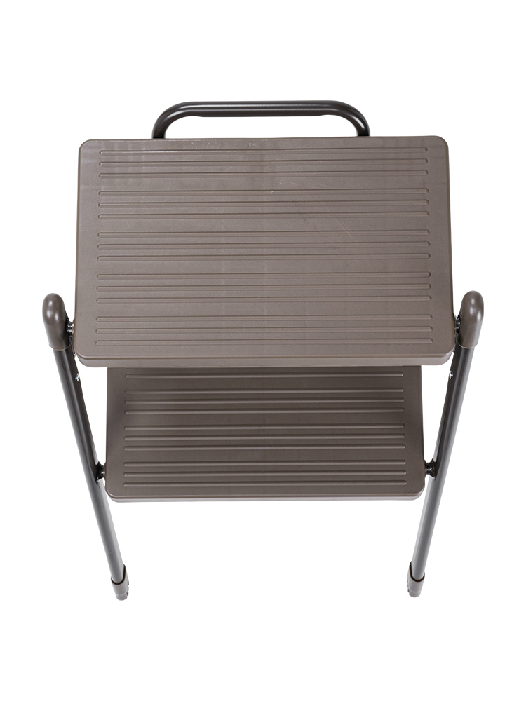 脚立 2段踏み台／折りたたみ・滑り止め加工／室内外で使いやすい設計 ブラウン