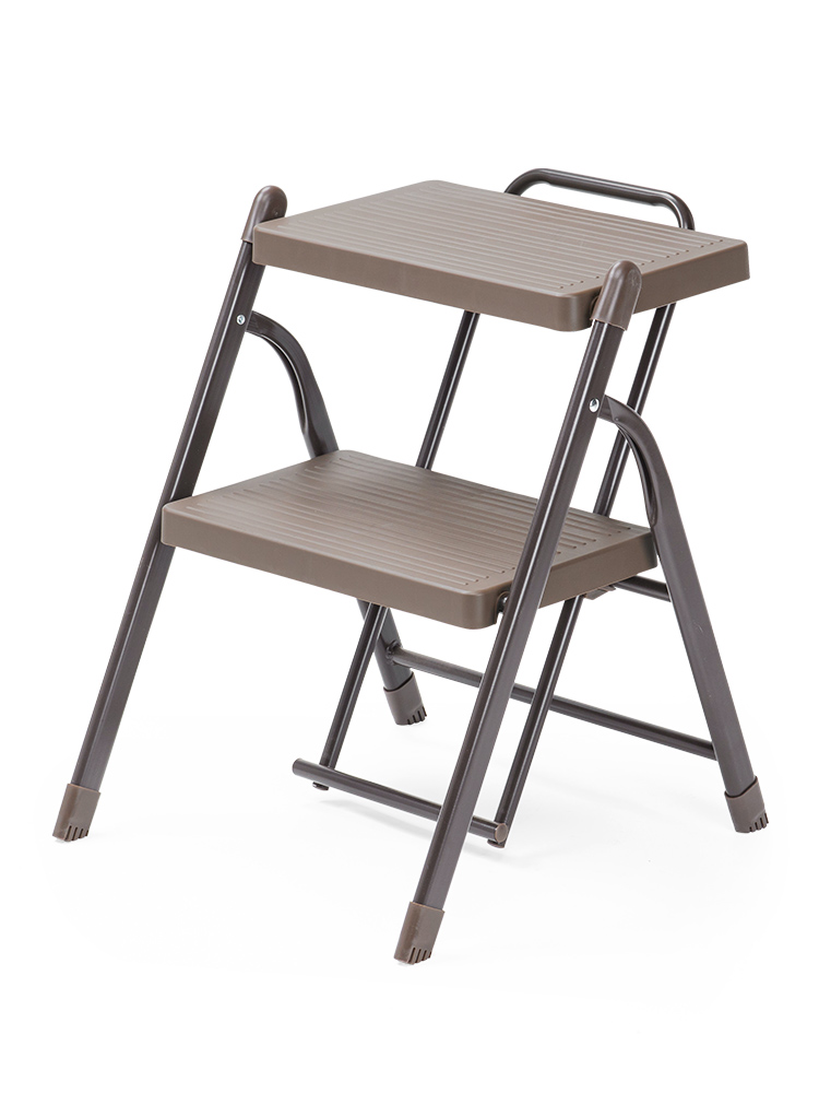 脚立 2段踏み台／折りたたみ・滑り止め加工／室内外で使いやすい設計 ブラウン