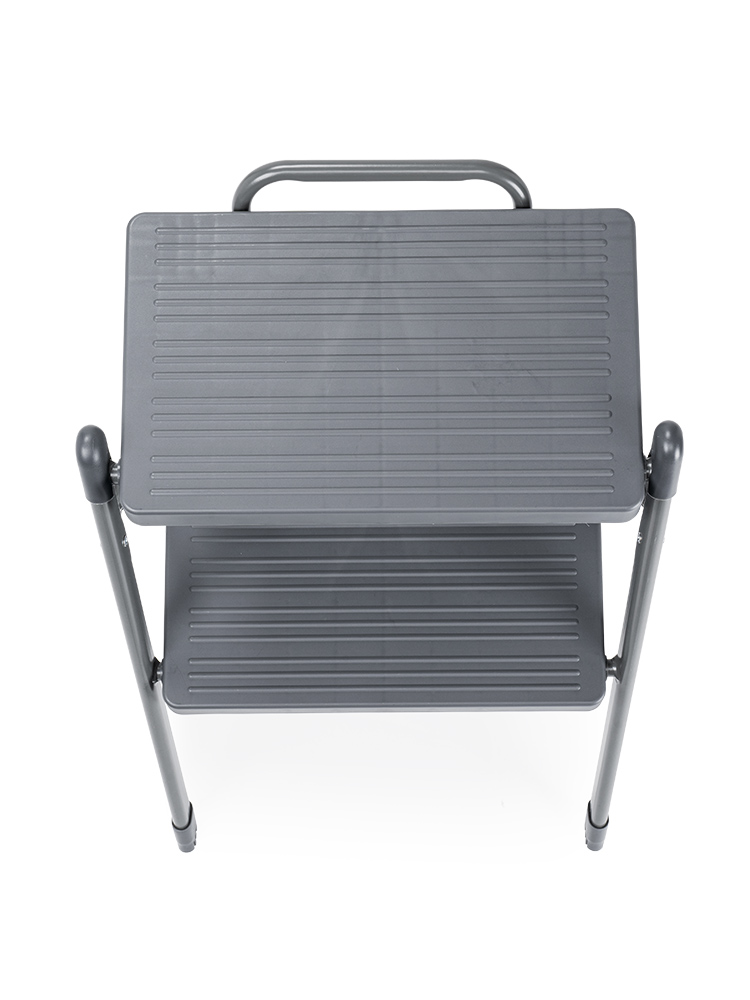 脚立 2段踏み台／折りたたみ・滑り止め加工／室内外で使いやすい設計 グレー