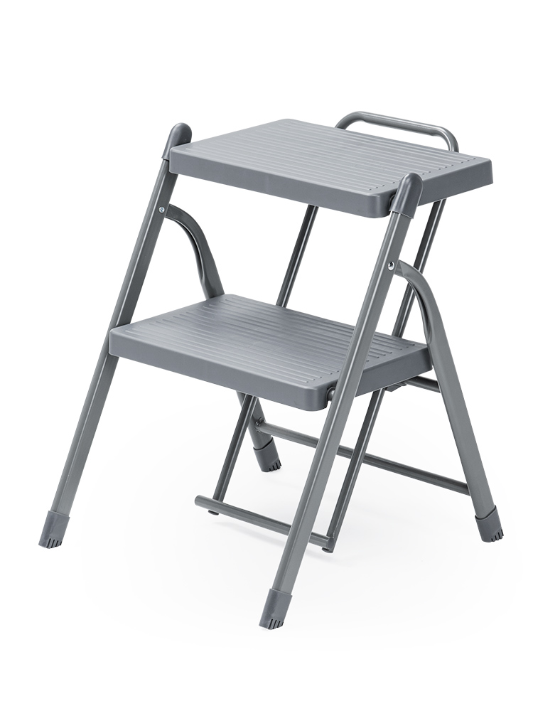 脚立 2段踏み台／折りたたみ・滑り止め加工／室内外で使いやすい設計 グレー